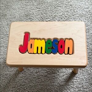 Personalized Wooden Name Puzzle Stool “Jameson”
